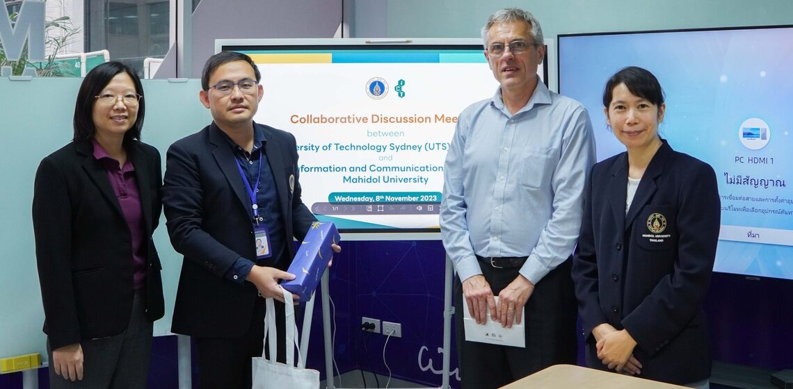 คณะ ICT ม.มหิดล (ICT Mahidol) ให้การต้อนรับอาคันตุกะจาก University of Technology Sydney (UTS) เครือรัฐออสเตรเลีย ในโอกาสเข้าเยี่ยมเยียน พร้อมหารือ ความร่วมมือด้านงานวิจัยและหลักสูตรระดับบัณฑิตศึกษา ระหว่างสองมหาวิทยาลัย