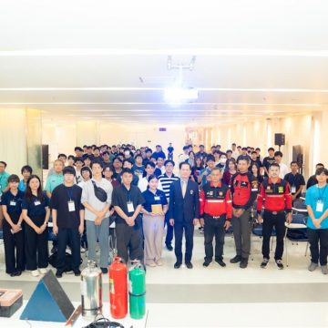 ICT Mahidol Organized ​​Safety, Occupational Health, and Workplace Environment Training Program: “Basic Fire Drill” for Students and Staff Members